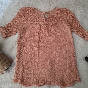 Lace blush blouse  in perfect condition!
